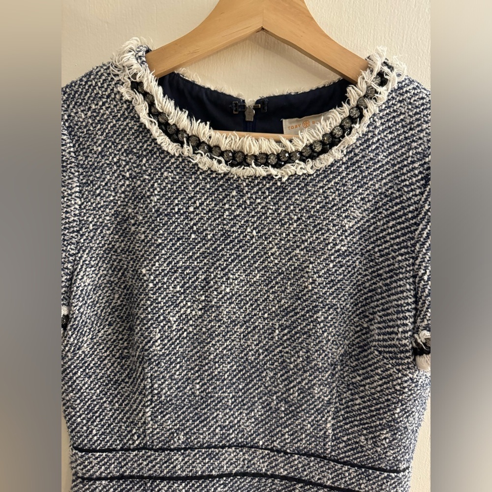 Tory Burch Rosemary Dress Jeweled Tweed Size 6 - Picture 4 of 9